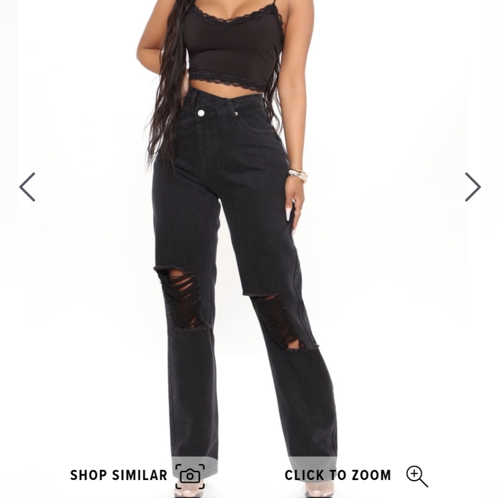 Fashion Nova Distressed Crossover Jeans